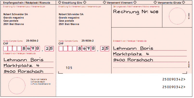 Roter Einzahlungsschein